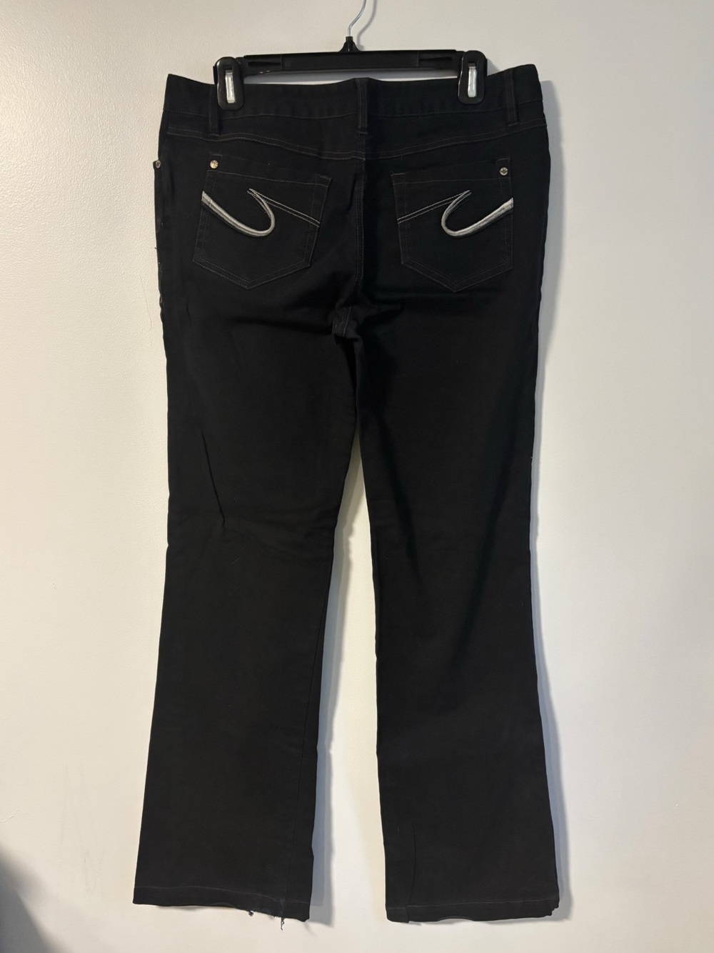 MIKk Couture Y2K Cotton Straight Leg Boot Cut Black Denim Pocket Detail Jeans 12